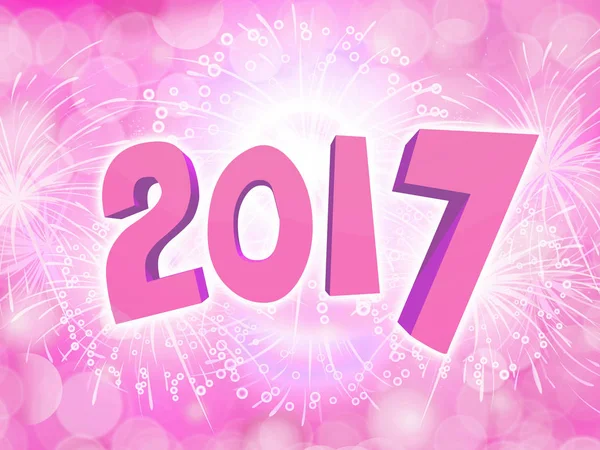 Розовый фон для празднования Нового 2017 года с фейерверком — стоковое фото