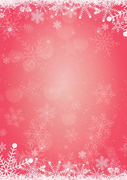 Fond de Noël d'hiver avec bordure neige et flocons de neige — Image vectorielle