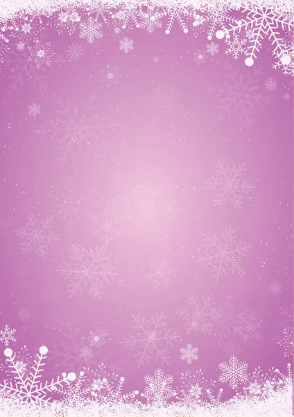 Fondo de Navidad púrpura de invierno con borde de copo de nieve — Vector de stock