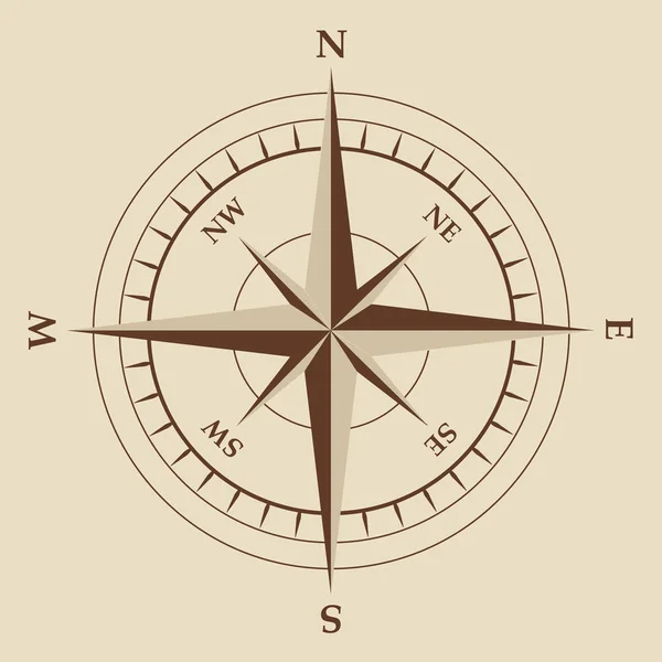 Isolerade vektor brun nautisk kompass utrustning symbol — Stock vektor