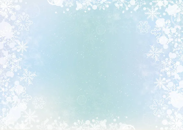 Fondo de invierno elegante azul con borde de copo de nieve — Vector de stock