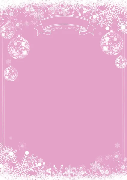 Fondo clásico de Navidad de invierno rosa con bola de Navidad — Vector de stock