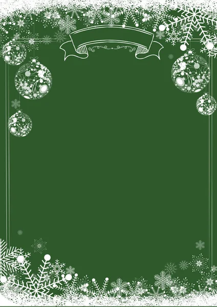 Fondo clásico de Navidad de invierno verde con bola de Navidad — Archivo Imágenes Vectoriales