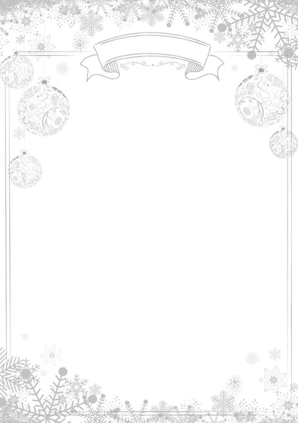 Clásico fondo de Navidad de invierno blanco con bola de Navidad gris — Vector de stock