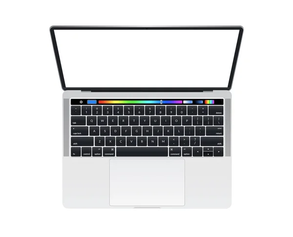 バーのノートブック コンピューターのモックアップのアップルの Macbook Pro のタッチ — ストック写真