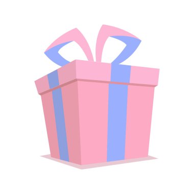 Mavi kurdele ambalaj ile pembe hediye kutusu