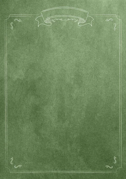 Textura verde fundo de papel em branco com borda retro — Fotografia de Stock