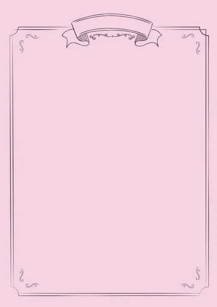 Vertical fond rose pastel avec bordure rétro — Image vectorielle