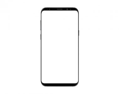 İzole siyah smartphone mockup beyaz ekran ile