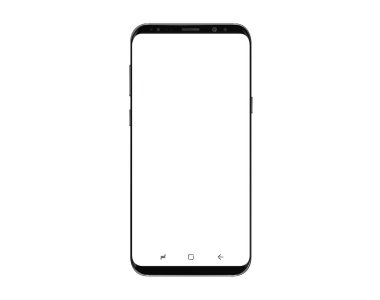 İle izole siyah smartphone mockup ekran düğmesini