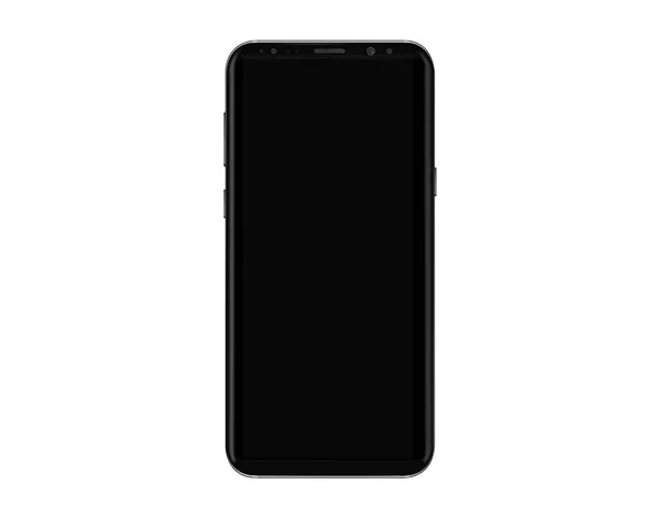 Maqueta de teléfono inteligente negro aislado con pantalla en blanco —  Fotos de Stock