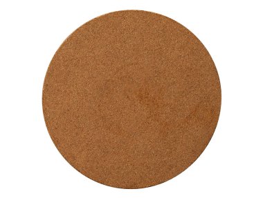 İzole kahverengi daire coaster corkboard pad
