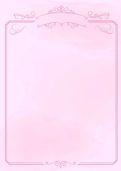 Bordure rétro ornementale et fond papier brosse à encre rose — Image vectorielle