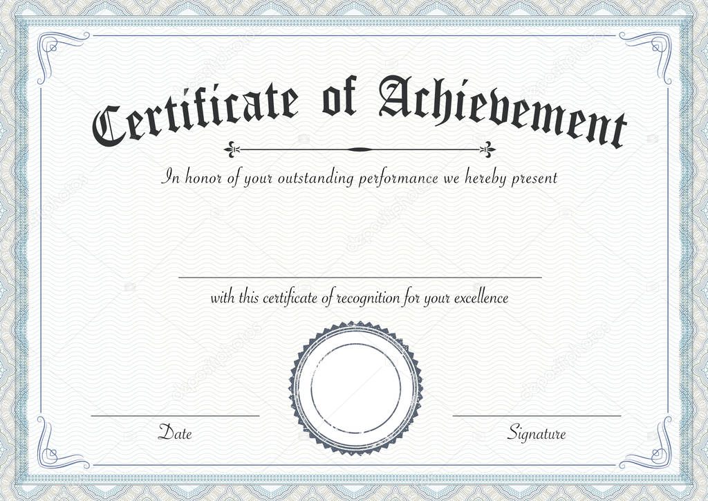 Classic and retro certificate of achievement paper template