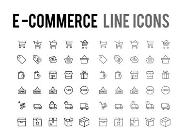 Online shopping vector line icon - app and mobile web responsive clipart