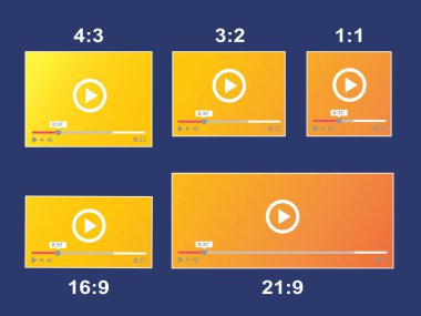 Aspect ratio scale size responsive video player clipart