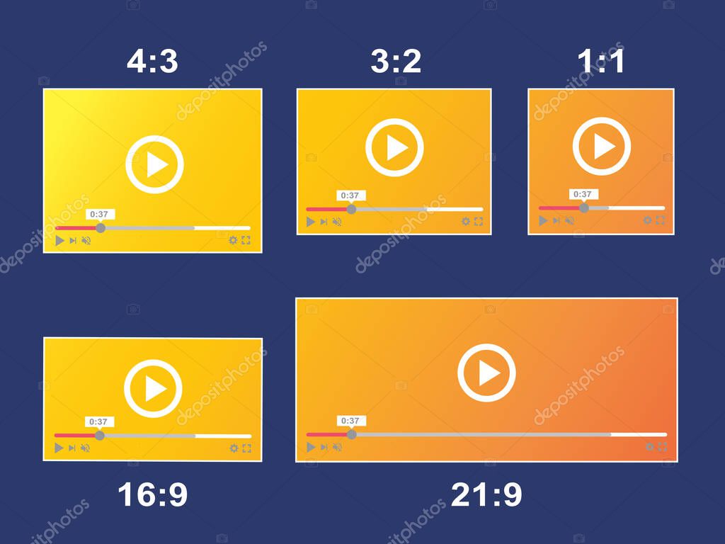 The Aspect Ratio Scale Size Responsive Video Player Premium Vector In Adobe Illustrator Ai Ai Format Encapsulated Postscript Eps Eps Format