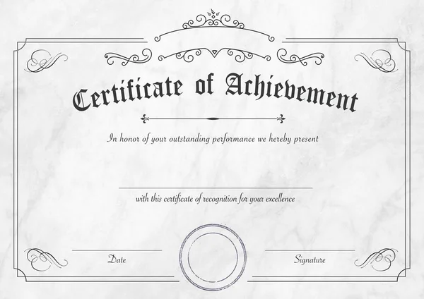 Retro certificate of achievement paper template with modern whit — Stock Photo, Image
