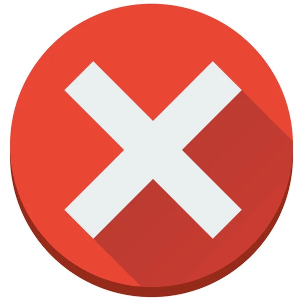 Croce rossa piatta, errata, errata, icona vettoriale incompiuta — Vettoriale Stock