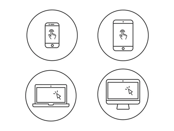 Přenosný počítač, tablet, mobilní zařízení s prstem gest a kurzor v — Stockový vektor