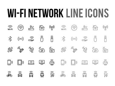 Wifi network vector line icon for app, mobile website responsive clipart