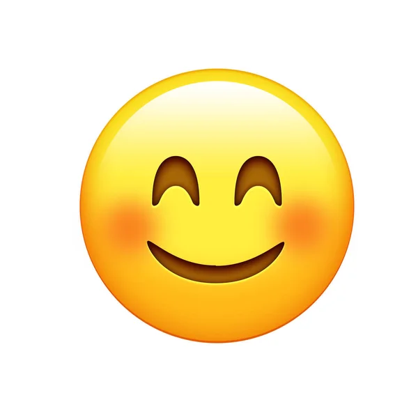 Kırmızı yanak ve gülümseyen gözleri simgesi ile izole sarı yüz