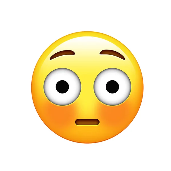 Emoji yellow embarrassed face and flushed red cheeks icon — Stock Photo, Image