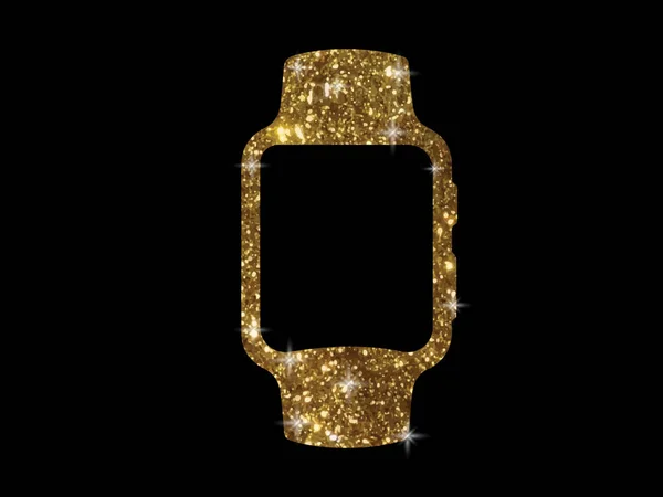 Векторный золотой блеск золотой цвет плоские умные часы значок — стоковый вектор