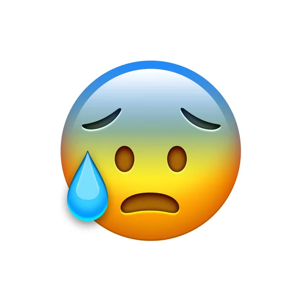 Izolované emoji žlutá hlava strašidelné obličeje ikonou slza — Stock fotografie