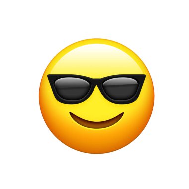Emoji sarı yüz siyah sunglass ve gülümseme simgesi olan