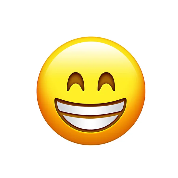 Izolované žlutá usmívající se tvář s bílými zuby ikonou — Stock fotografie