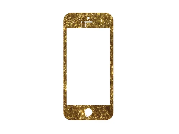 Wektor złoty brokat złoty kolor ikony smart telefonu — Wektor stockowy