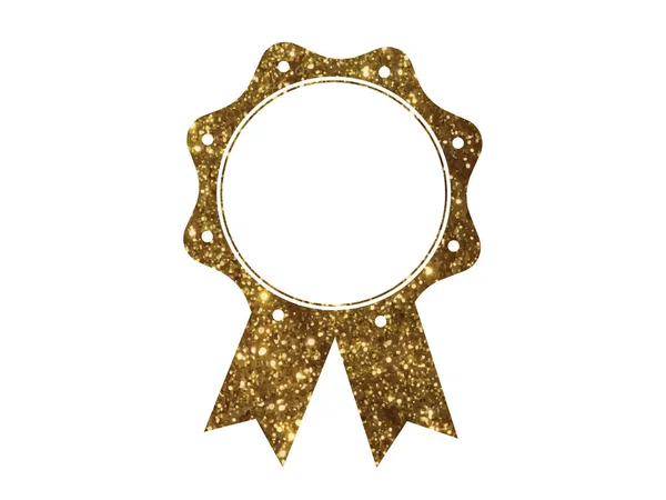 Vector golden glitter gold color award medal ribbon badge — Stock Vector