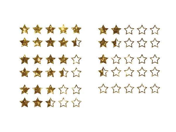 Vektorové zlaté třpytky online nakupování hodnocení zpětné vazby pět hvězda — Stockový vektor