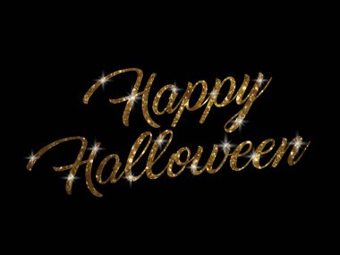 Altın glitter kelime Cadılar Bayramın kutlu olsun yazma el izole