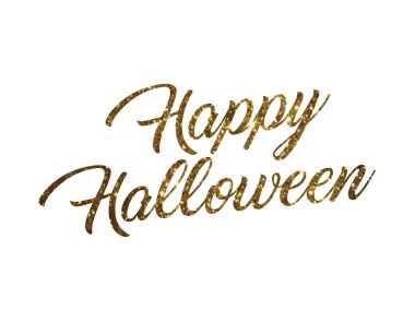 Altın glitter kelime Cadılar Bayramın kutlu olsun yazma el izole