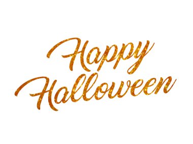 Turuncu glitter izole el kelime Cadılar Bayramın kutlu olsun yazma