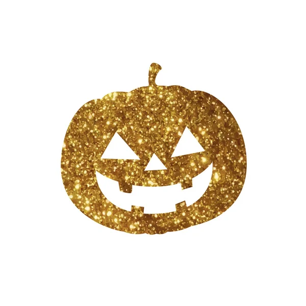 Golden glitter silhouette Halloween vacanza zucca icona piatta — Vettoriale Stock