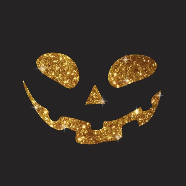 Golden glitter silhouette Halloween vacanza zucca viso piatto ic — Vettoriale Stock