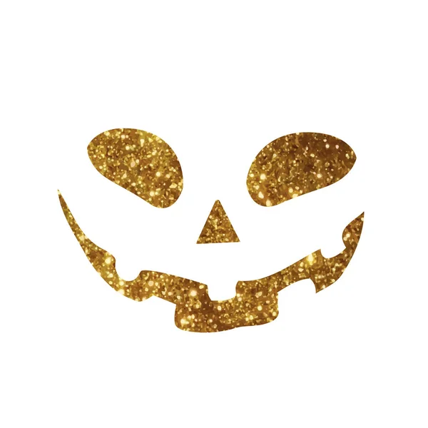 Golden glitter silhouette Halloween vacanza zucca viso piatto ic — Vettoriale Stock