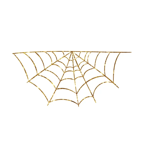 Sílhueta de brilho dourado Halloween feriado spyder web flat icon — Vetor de Stock