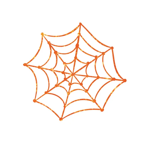 Laranja brilho silhueta Halloween feriado spyder web flat icon — Vetor de Stock