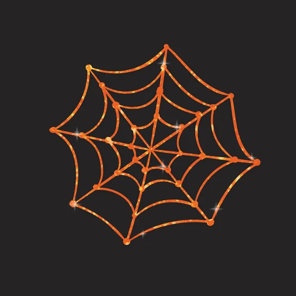 Laranja brilho silhueta Halloween feriado spyder web flat icon — Vetor de Stock
