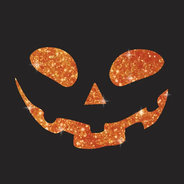 Orange glitter silhouette Halloween vacanza zucca viso piatto ic — Vettoriale Stock