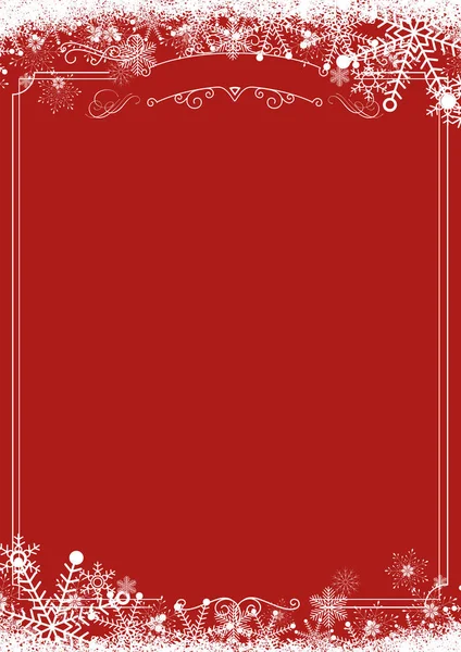 Winter snowflake retro border and Christmas red background backg — Stock Vector