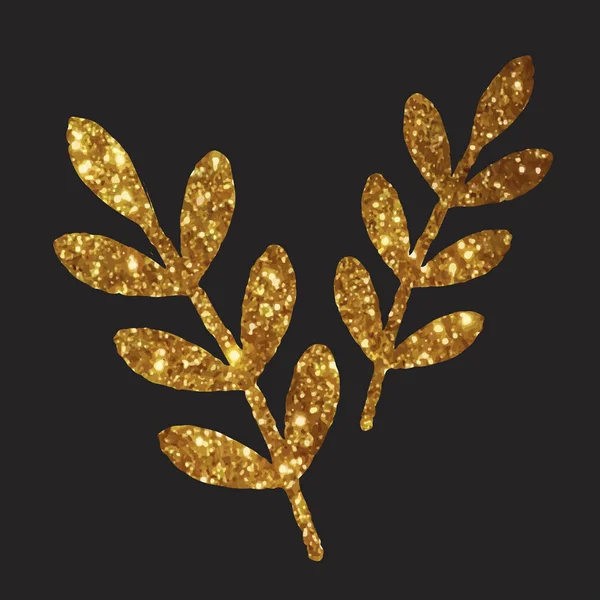 Goldener Glanz Retro Pflanze Blatt Deokration flache Ikone — Stockvektor