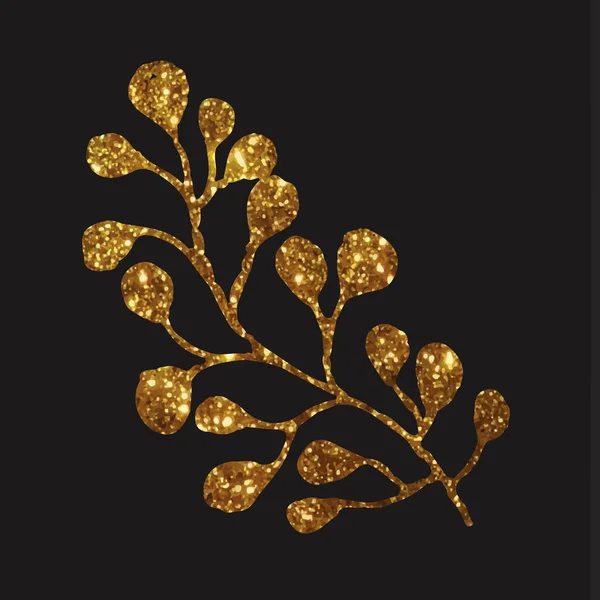 Golden glitter retro flower plant deocration flat icon — Stock Vector