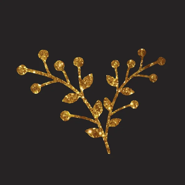 Golden glitter retro flower plant deocration flat icon — Stock Vector