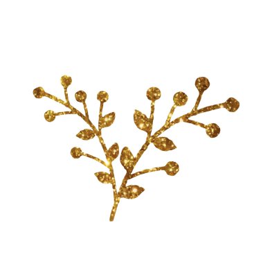 Altın glitter retro çiçek bitki deocration düz simgesi