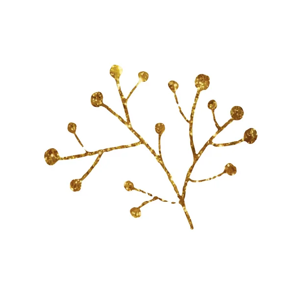 Golden glitter retro flor planta deocration ícone plano — Vetor de Stock